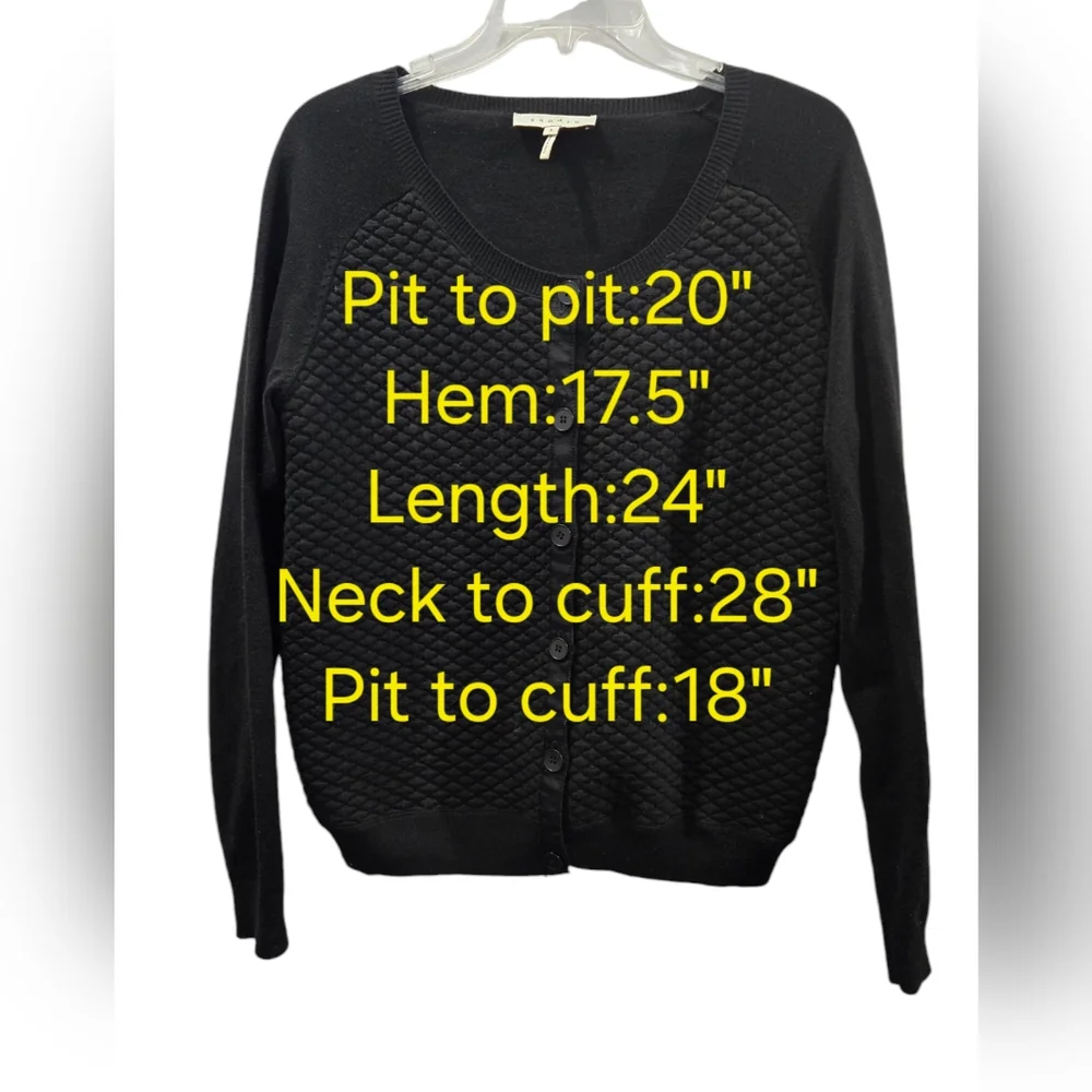 Sandro Quilted Scoop Neck Cardigan Size M/L - Picture 2 of 9